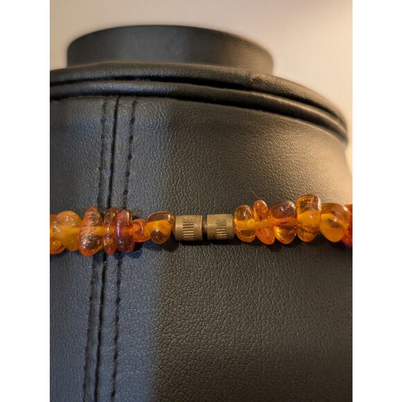 Vintage Graduated Amber Nugget Chip 19" Necklace w/ Barrel Clasp - Picture 8 of 11